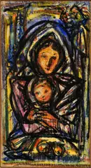 Jozef Teodor Tekel, Matka s dieťaťom, okolo 1960, pastel na papieri