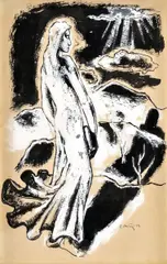 Dezider Milly, Štúdia k Blúdiacej, 1934, tuš, gvaš, beloba na papieri