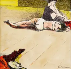 Eugen Nevan, Na plavárni, 1945, farebná litografia na papieri