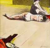 Eugen Nevan, Na plavárni, 1945, farebná litografia na papieri