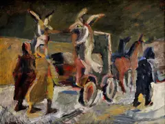 Viliam Chmel, Kočovný cirkus, 1944, olej na plátne
