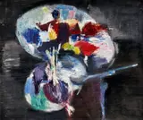 Maliarova paleta by bornfriend & Jakub Bauernfreund, okolo 1960, olej na sololite, sold Jun 2009