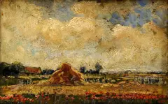 Ignác Ujváry, Žatva, okolo 1920, olej na kartóne