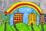 Ján Mocik, Dúha nad Petržalkou, 2009, fixky na papieri