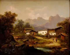 Albert Lang, Alpská krajina, 1889, olej na plátne