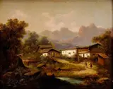 Albert Lang, Alpská krajina, 1889, olej na plátne