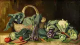 F. Salia, Zeleninové zátišie, okolo 1950, olej na plátne