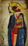 František Kudláč, Matka s dieťaťom, okolo 1970, olej na preglejke
