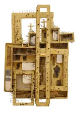 Stanislav Filko, Oltár súčasnosti, 1964-65, reliéf, asambláž, koláž na dreve