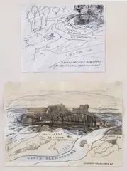 Bratislavská ZOO (Koncept studničky / Koncept prehliadky) by Peter Bartoš, 1987, kombinovaná technika na papieri, sold May 2009