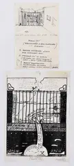 Koncept výstavy / Pred odletom by Peter Bartoš, 1983 / 1990-91, kresba perom na papieri / xerox na papieri, sold May 2009