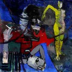 Prečo je láska taká ťažká I. by Stanislav Bubán, 1985, tempera na papieri, sold May 2009