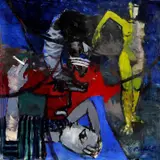 Stanislav Bubán, Prečo je láska taká ťažká I., 1985, tempera na papieri