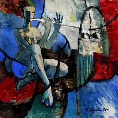 Prečo je láska taká ťažká II. by Stanislav Bubán, 1985, tempera na papieri, sold May 2009