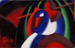 Milan Laluha, Hrabačka, 1973, olej na vrecovine