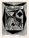 Zrkadlo by Milan Laluha, 1967, linoleoryt na papieri, sold May 2009