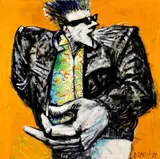 Daniel Jurkovič, Fešák, z cyklu Vekslákci, 1987, akryl na kartóne