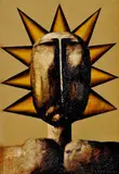 Rudolf Krivoš, Pohanský bôžik, 1987, kombinovaná technika na lepenke