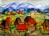 Andriy Kotska, Krajina z Podkarpatskej Rusi, okolo 1960, olej na plátne