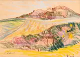 Jozef Fabini, Krajina II., 1964, pastelové ceruzy na papieri