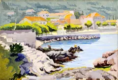 Na Jadrane by Eugen Chrien, okolo 1940, olejová tempera na kartóne, sold Mar 2009