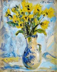Ctibor Krčmár, Žlté kvety, olej na sololite, okolo 1965