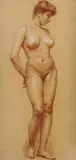 Jozef Hanula, Stojaci ženský akt, 1898, rudka na papieri