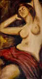 Július Flache, Ženský poloakt, okolo 1950, olej na plátne, lisované na kartóne
