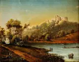 Leó Györök, Krajina s ruinou hradu, 1864, olej na plátne
