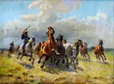 János Viski, Čikóši na puste, okolo 1930, olej na plátne