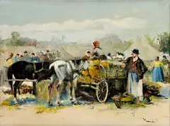 Ring Jenő Kasznár, Na trhu, okolo 1930, olej na plátne