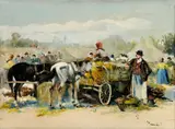 Ring Jenő Kasznár, Na trhu, okolo 1930, olej na plátne