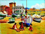 Lajos Próday, V prístave, 1935, olej na plátne