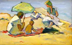 Luigi Bocca, Pod slnečníkom, okolo 1920, olej na kartóne