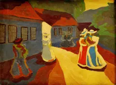 Letná prechádzka by A. I. Monogramista, okolo 1940, olej na kartóne, sold Mar 2009