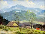 Antonín Hajdůček, Z Ostravice, okolo 1960, olej na kartóne
