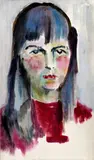 Ernest Špitz, Hlava dievčaťa, okolo 1955, tempera na papieri