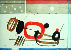 Vladimír Kompánek, Červený koník (Zima), 1988, olej na