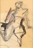 Alexander Eckerdt, Ženský akt, okolo 1965, kresba uhľom, tušom na papieri