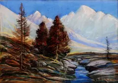 Ladislav Berecz, V Tatrách, okolo 1960, pastel na papieri