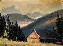 Vladimir Raszka, Chata v Tatrách, okolo 1940, olej na kartóne