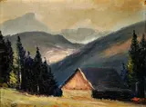 Vladimir Raszka, Chata v Tatrách, okolo 1940, olej na kartóne