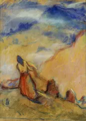 Mária Medvecká, Na senách, okolo 1945, pastel na papieri
