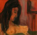Elena Lazinovská, Ležiaci poloakt, okolo 1985, pastel na papieri