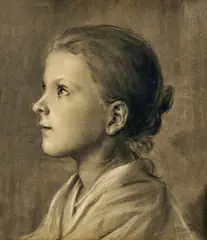 Jozef Hanula, Hlava dievčatka, 1896, uhoľ, ceruza na papieri