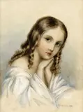 Jozef Božetech Klemens, Dievčatko, 1876, farebné ceruzy, gvašová beloba, akvarel na papieri