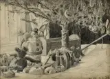 Jozef Hanula, Pod vianočným stromčekom, 1922, kresba ceruzou na papieri