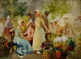 István Burchard-Bélaváry, Bretónky, okolo 1910, olej na plátne