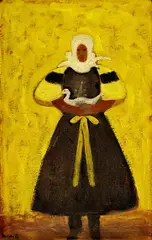 Miloš Alexander Bazovský, Žena s húskou, okolo 1934-35, olej, tempera na kartóne