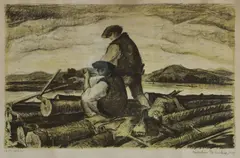 Martin Benka, Dolu Váhom, 1949, litografia na papieri